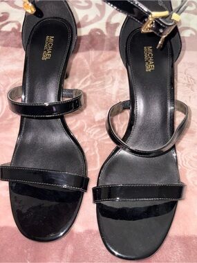 Michael Kors Black Patent Strappy Heeled Sandals